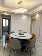 Lustra Chandelier Élégant en Cristal et Laiton en Forme de Tambour - Neutralighting