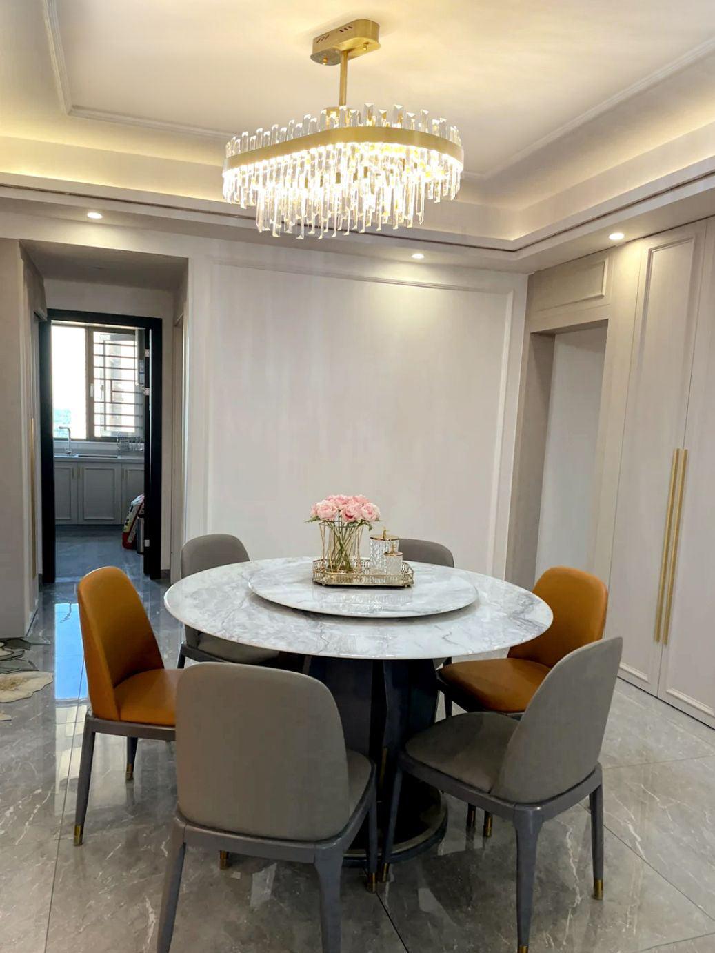 Lustra Chandelier Élégant en Cristal et Laiton en Forme de Tambour - Neutralighting