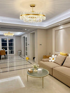 Lustra Chandelier Élégant en Cristal et Laiton en Forme de Tambour - Neutralighting