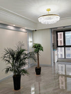 Lustra Chandelier Élégant en Cristal et Laiton en Forme de Tambour - Neutralighting