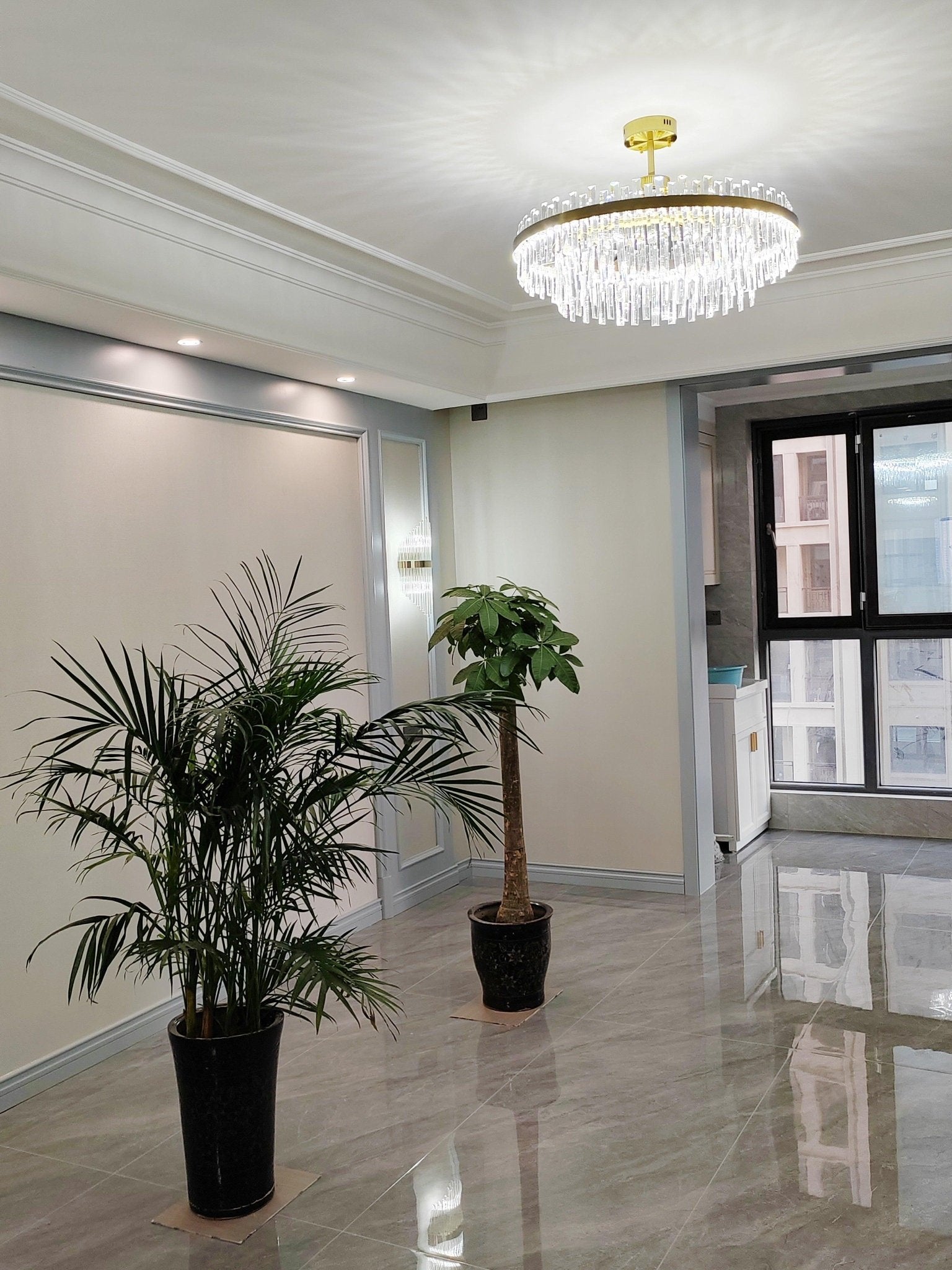 Lustra Chandelier Élégant en Cristal et Laiton en Forme de Tambour - Neutralighting