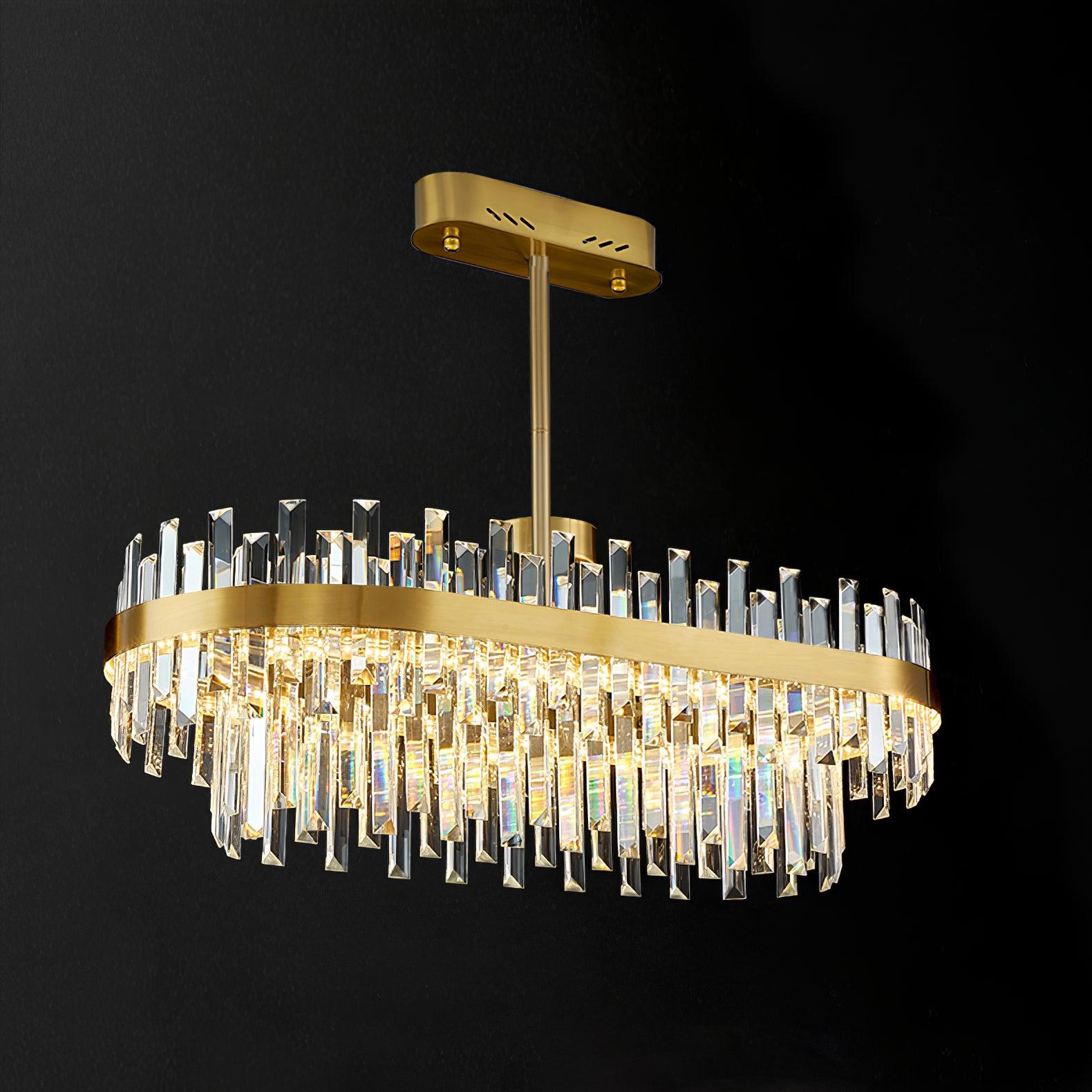 Lustra Chandelier Élégant en Cristal et Laiton en Forme de Tambour - Neutralighting