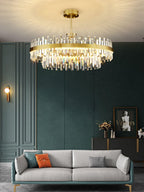 Lustra Chandelier Élégant en Cristal et Laiton en Forme de Tambour - Neutralighting