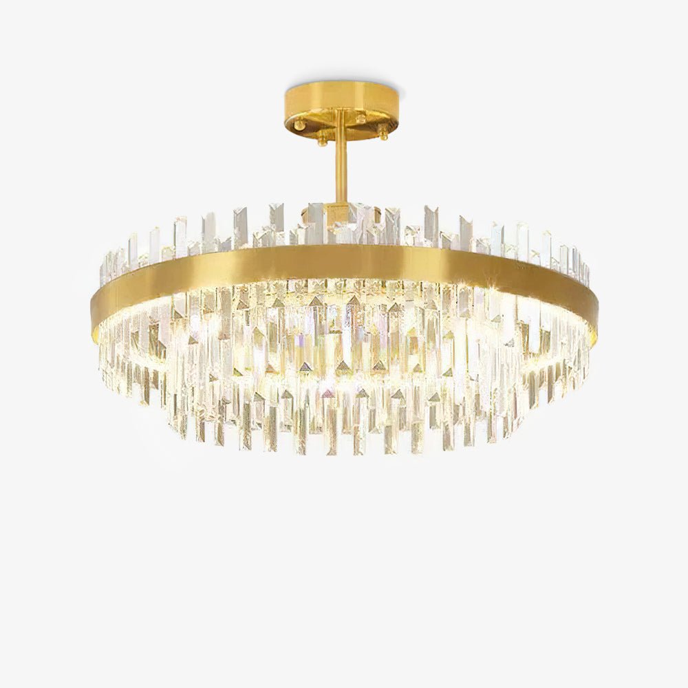 Lustra Chandelier Élégant en Cristal et Laiton en Forme de Tambour - Neutralighting