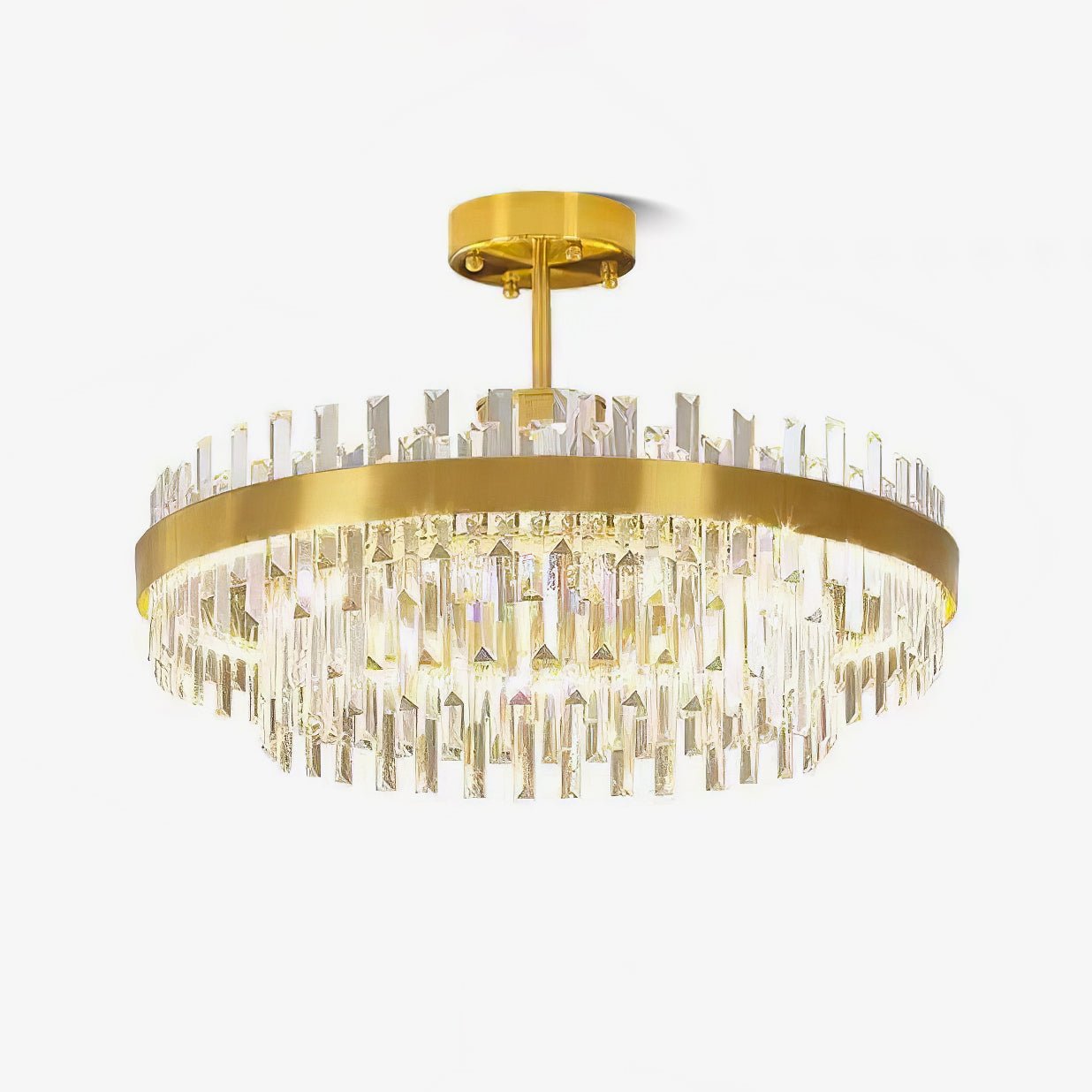 Lustra Chandelier Élégant en Cristal et Laiton en Forme de Tambour - Neutralighting