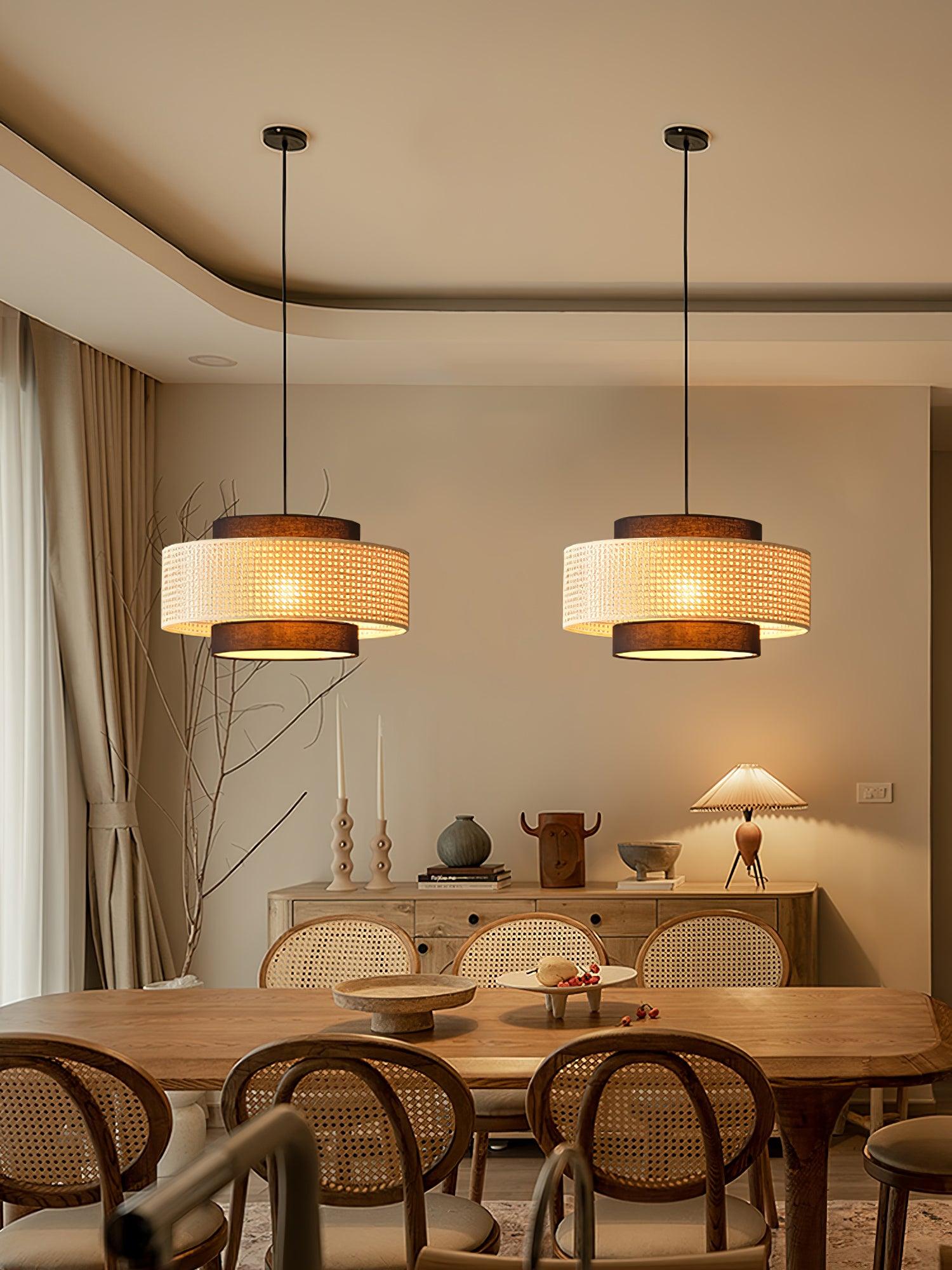 Zerither Lampe Pendante Rattan Tissu - Neutralighting