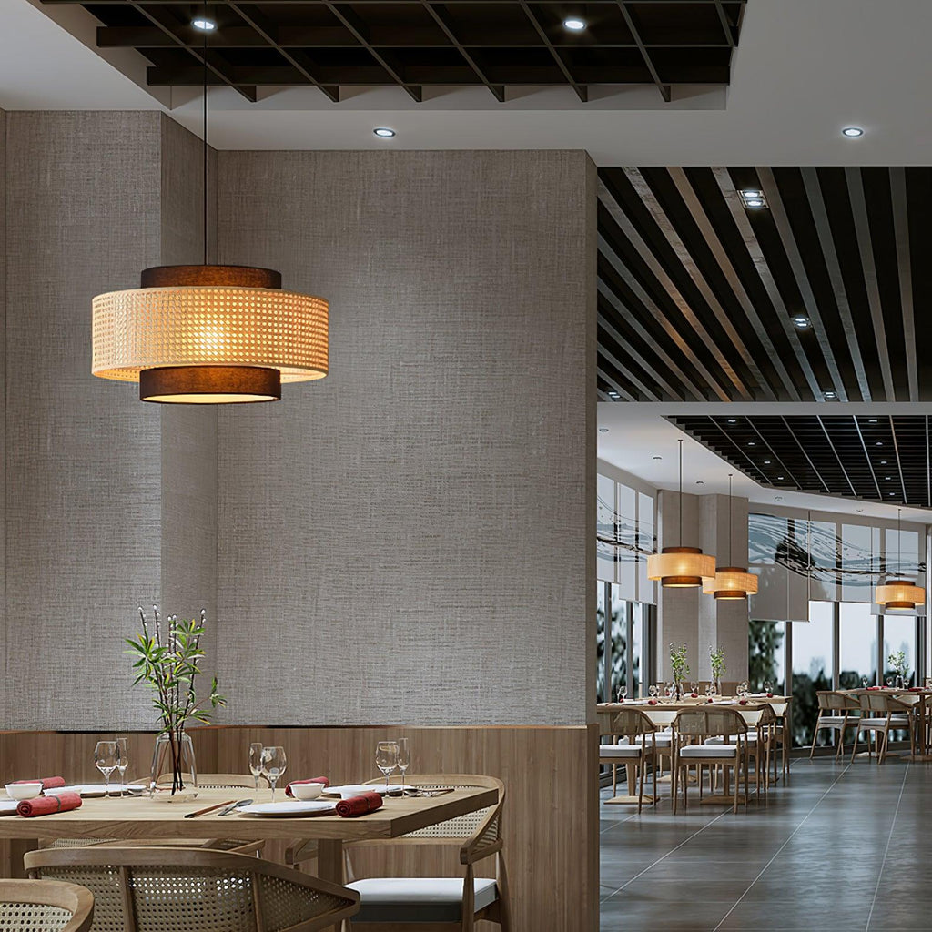 Zerither Lampe Pendante Rattan Tissu - Neutralighting
