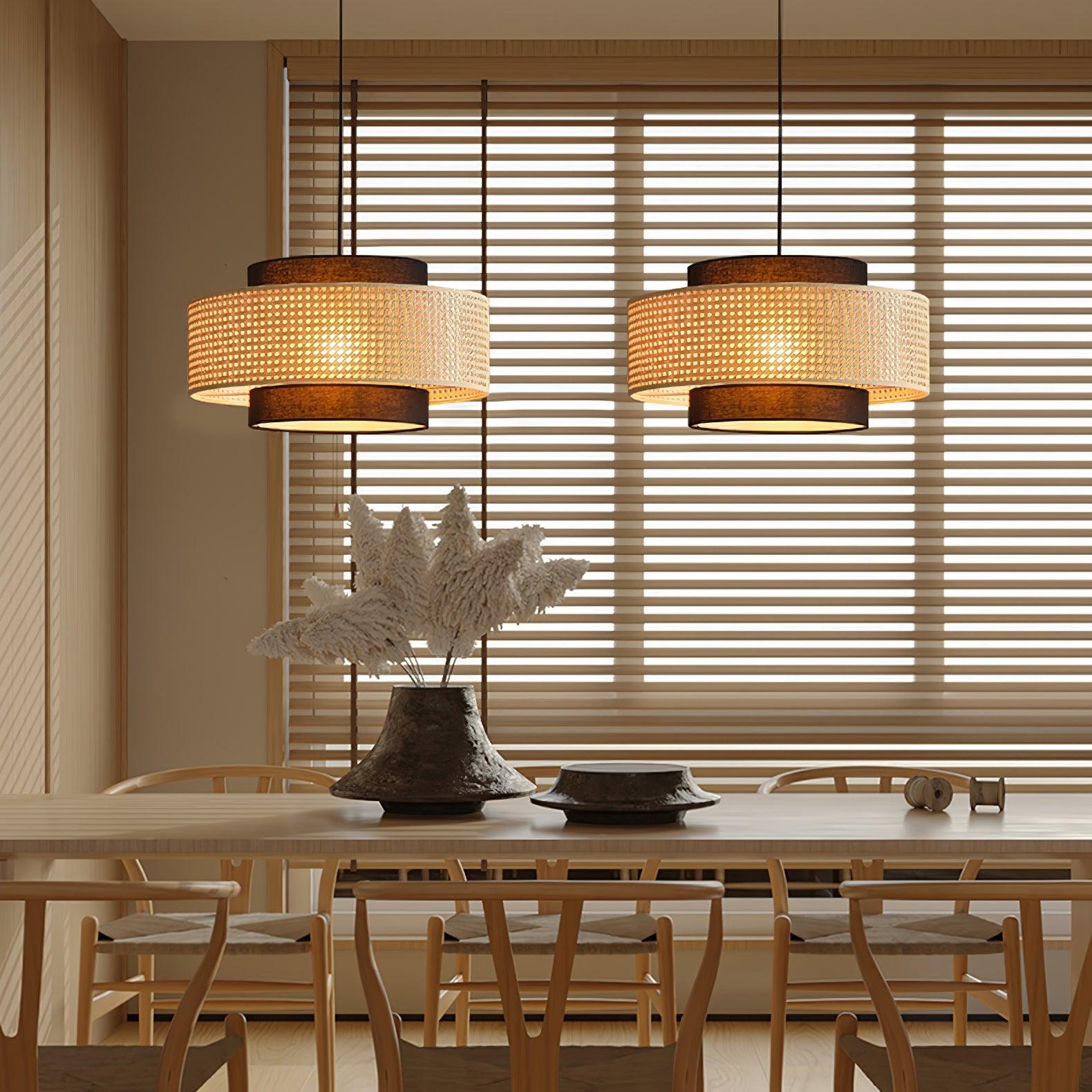 Zerither Lampe Pendante Rattan Tissu - Neutralighting