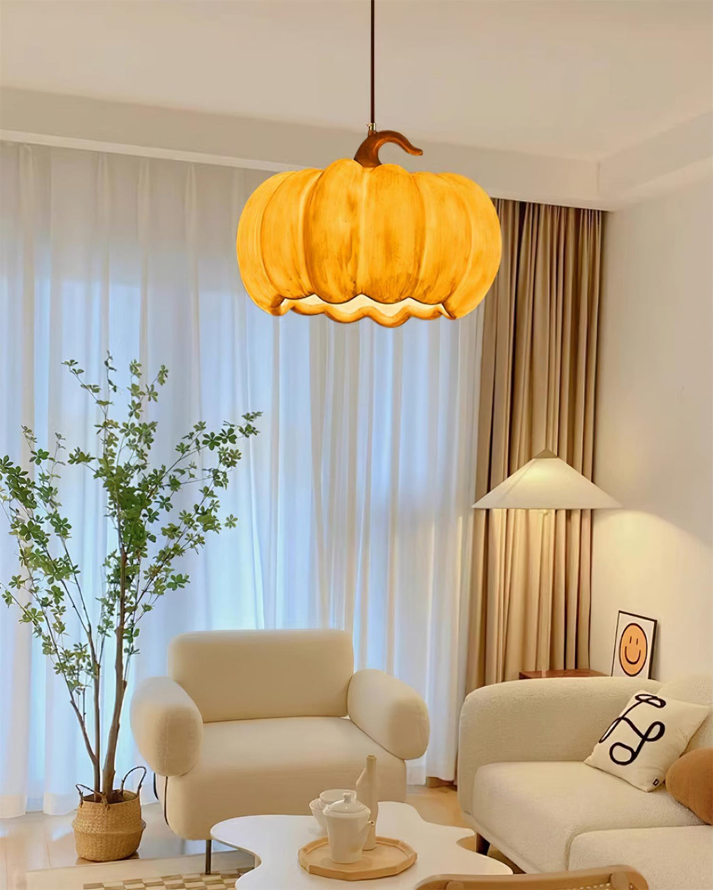 Duzy Pumpkin Lampe Suspendue Résine Vintage Japonaise - Neutralighting