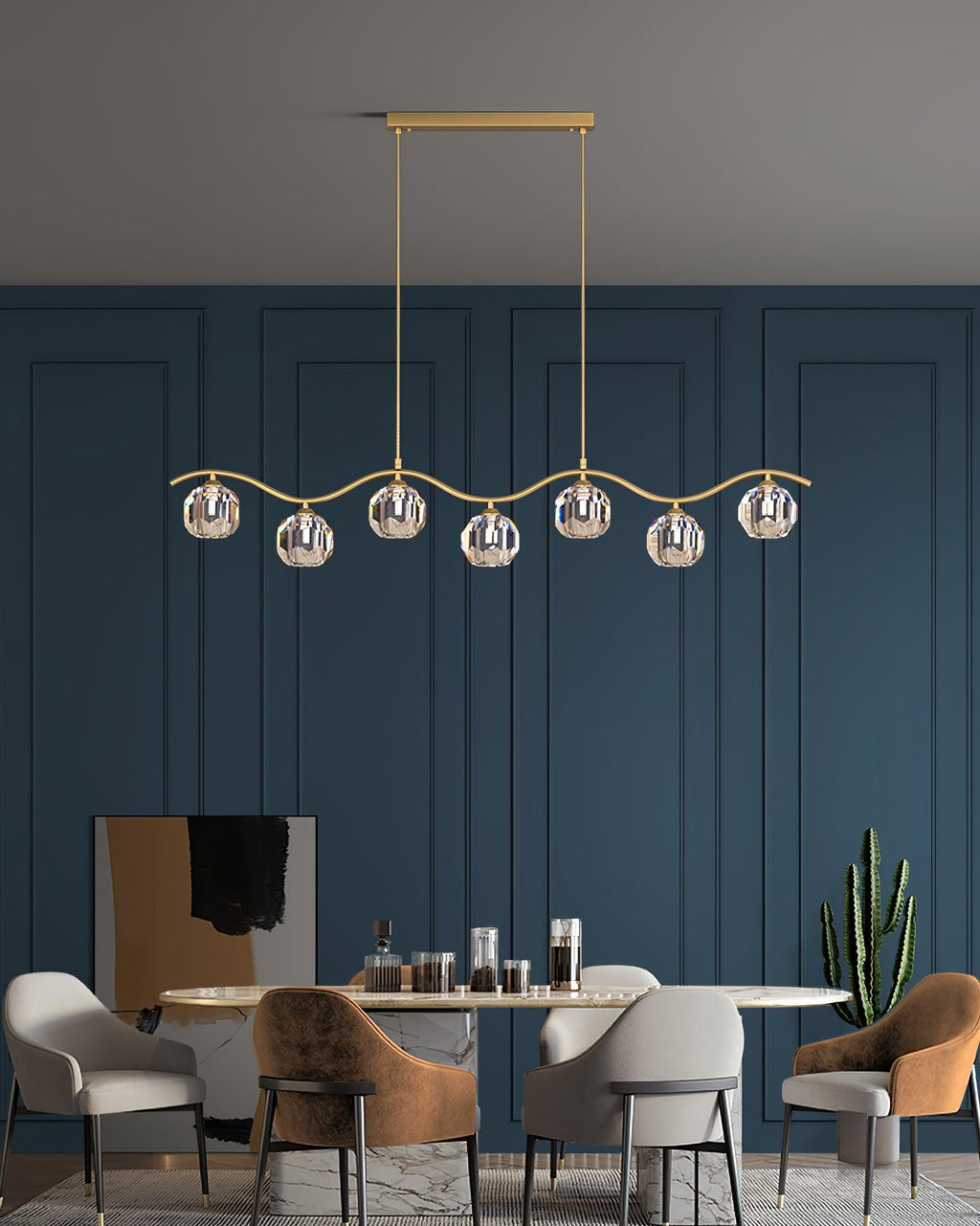 Lustra Chandelier Cuivre et Cristal Géométrique - Neutralighting