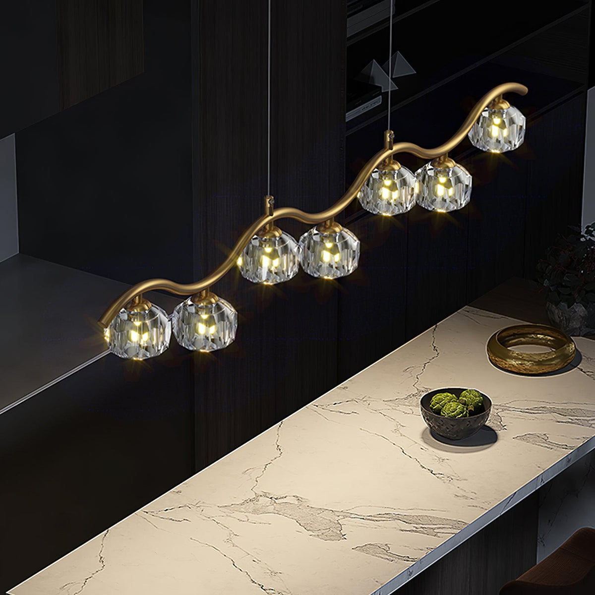 Lustra Chandelier Cuivre et Cristal Géométrique - Neutralighting
