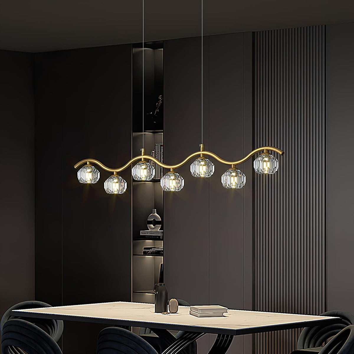 Lustra Chandelier Cuivre et Cristal Géométrique - Neutralighting