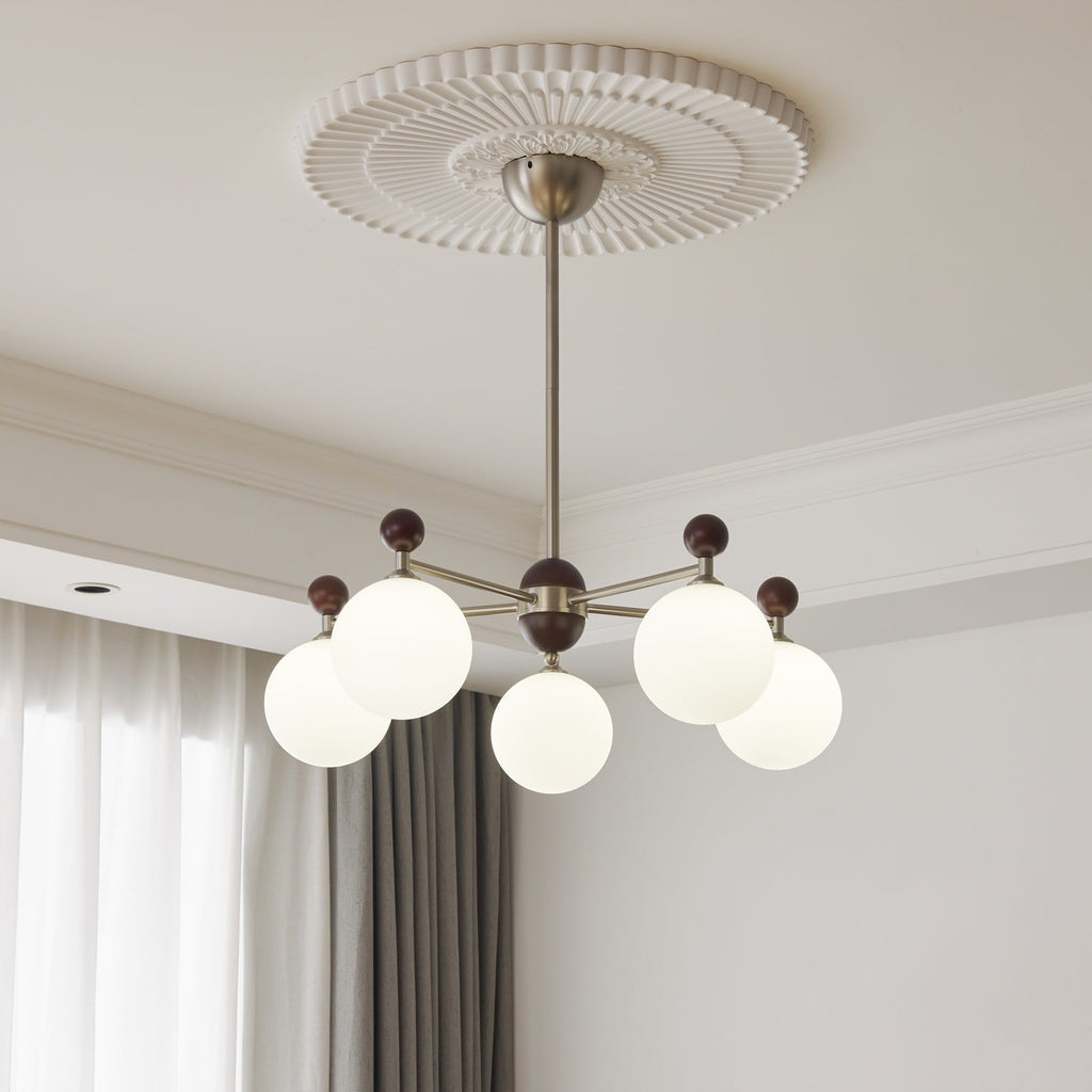 Cimirora Chandelier Bois Verre Élégance Traditionnelle - Neutralighting