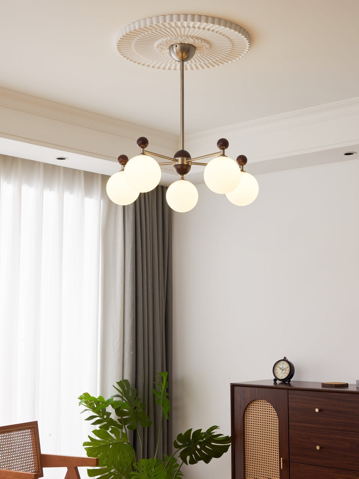 Cimirora Chandelier Bois Verre Élégance Traditionnelle - Neutralighting