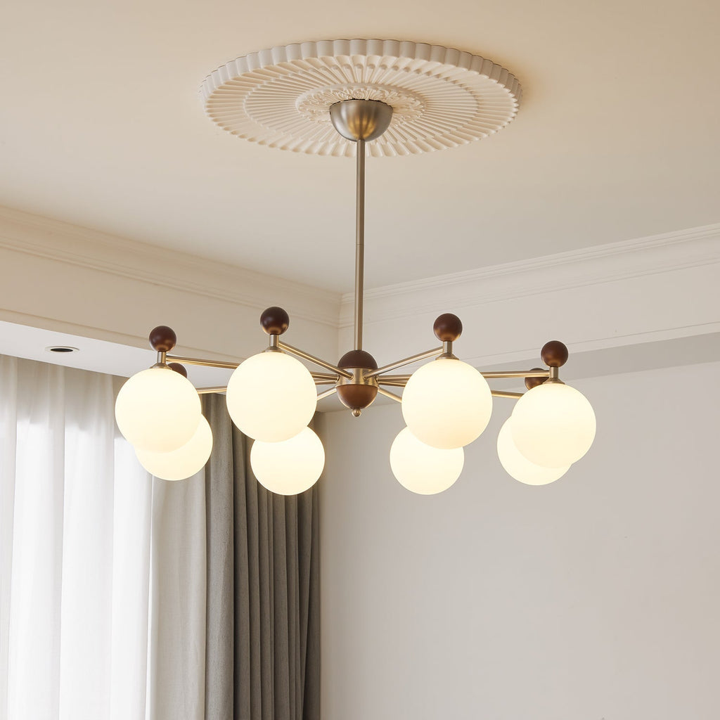 Cimirora Chandelier Bois Verre Élégance Traditionnelle - Neutralighting