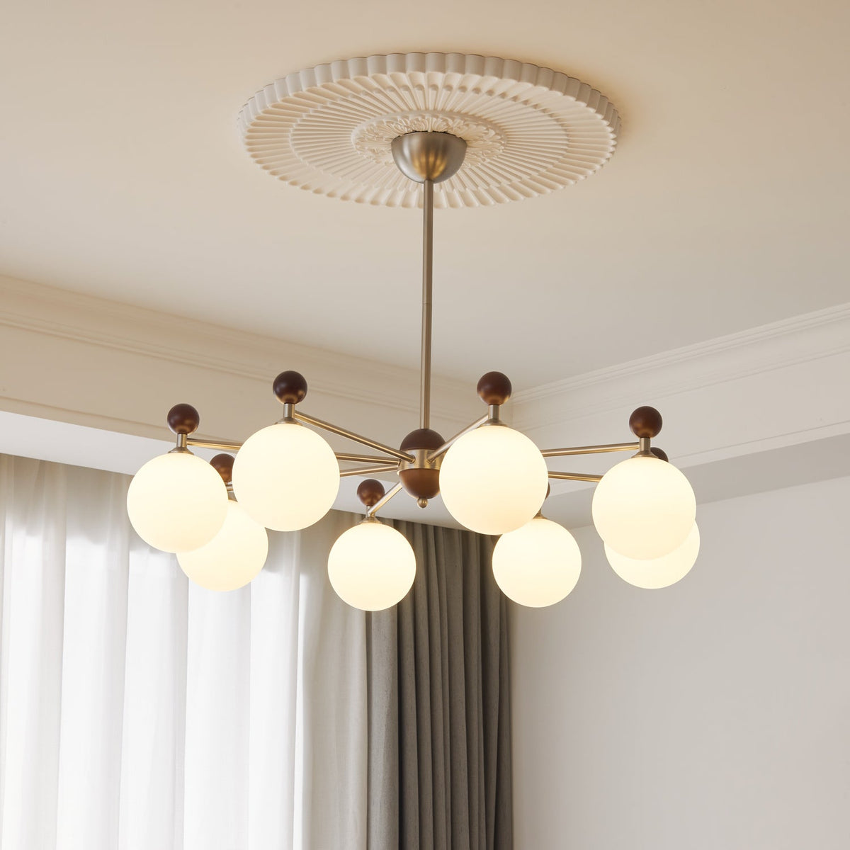 Cimirora Chandelier Bois Verre Élégance Traditionnelle - Neutralighting