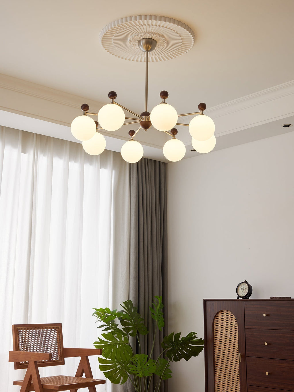 Cimirora Chandelier Bois Verre Élégance Traditionnelle - Neutralighting