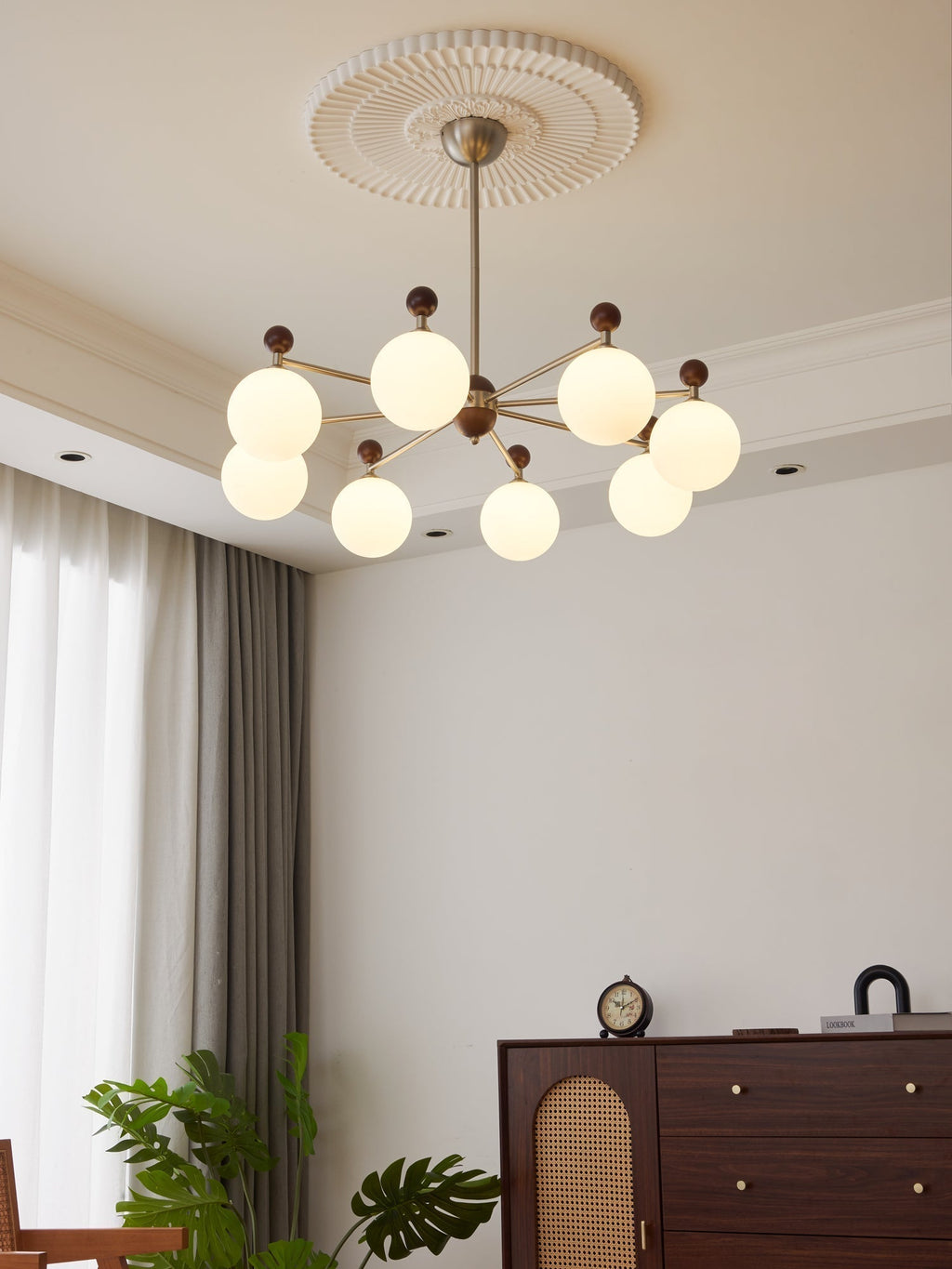 Cimirora Chandelier Bois Verre Élégance Traditionnelle - Neutralighting