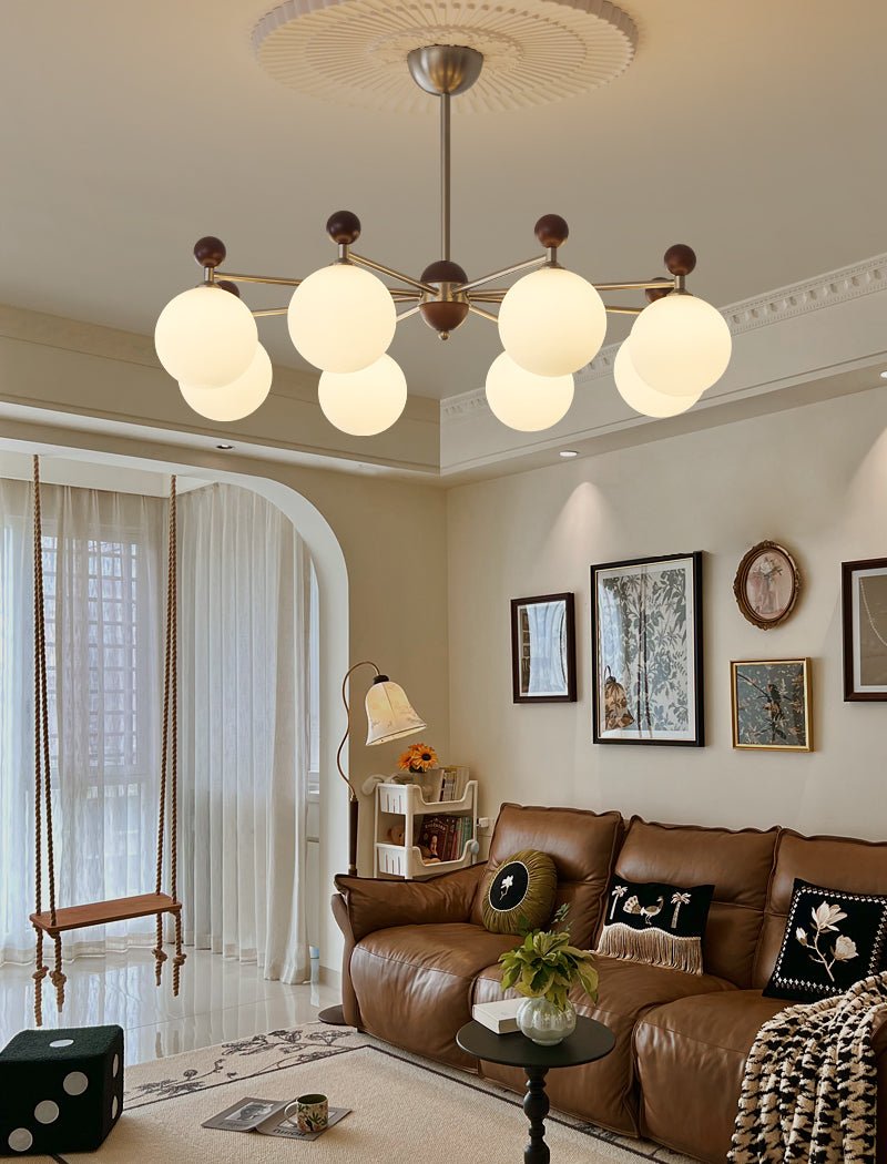 Cimirora Chandelier Bois Verre Élégance Traditionnelle - Neutralighting