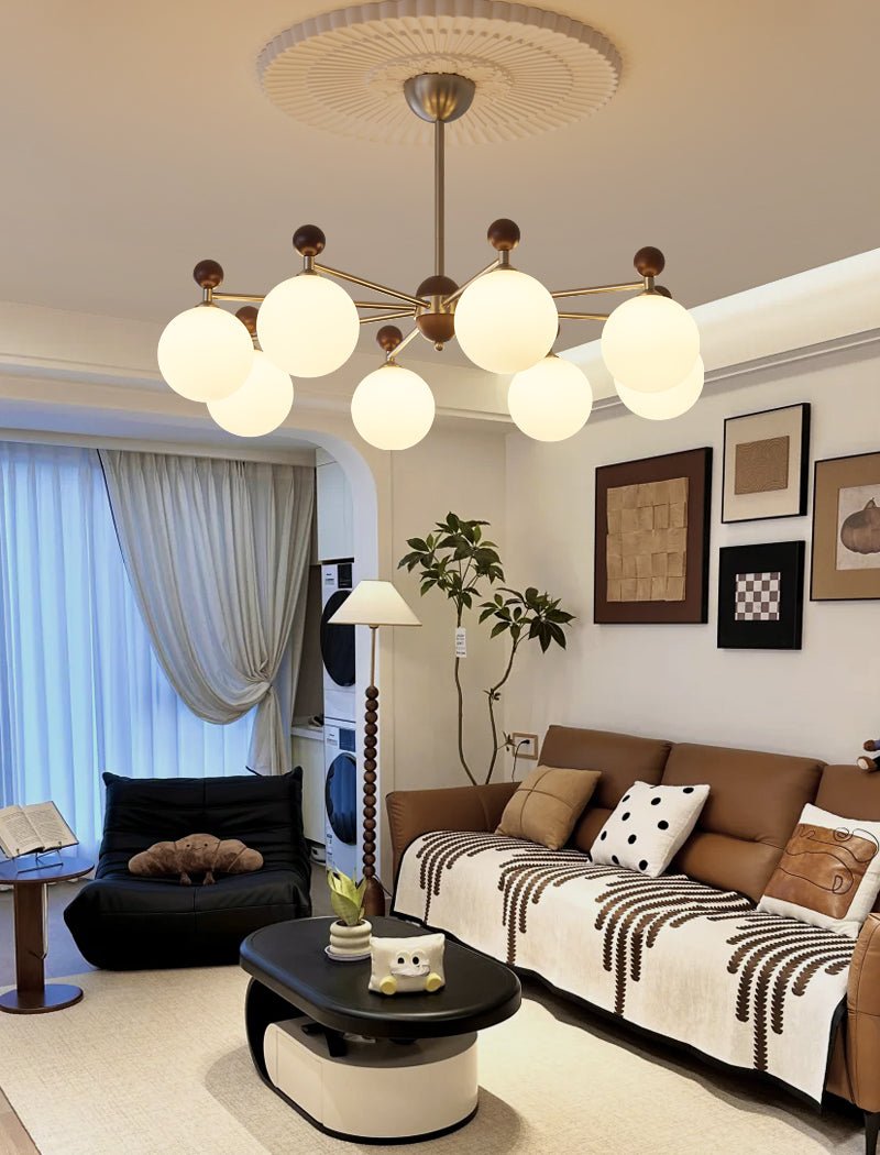 Cimirora Chandelier Bois Verre Élégance Traditionnelle - Neutralighting