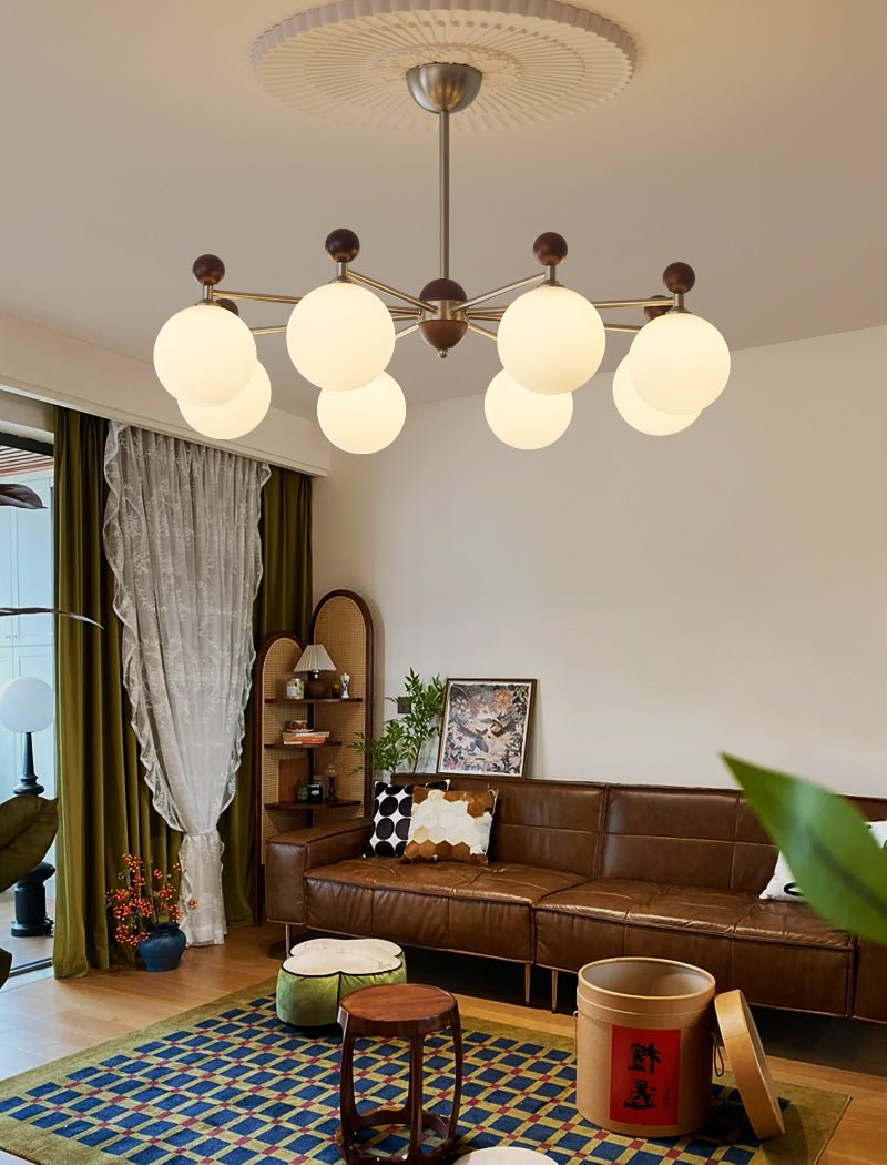 Cimirora Chandelier Bois Verre Élégance Traditionnelle - Neutralighting
