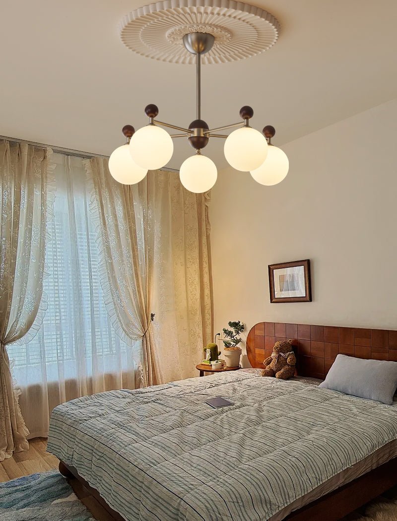 Cimirora Chandelier Bois Verre Élégance Traditionnelle - Neutralighting