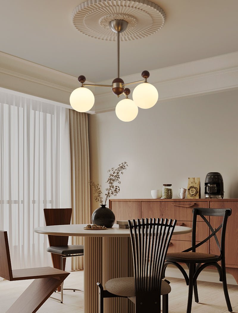 Cimirora Chandelier Bois Verre Élégance Traditionnelle - Neutralighting