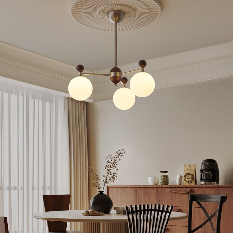 Cimirora Chandelier Bois Verre Élégance Traditionnelle - Neutralighting