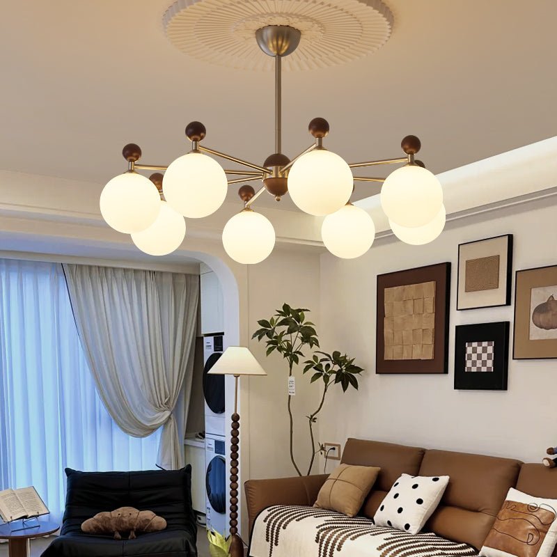 Cimirora Chandelier Bois Verre Élégance Traditionnelle - Neutralighting