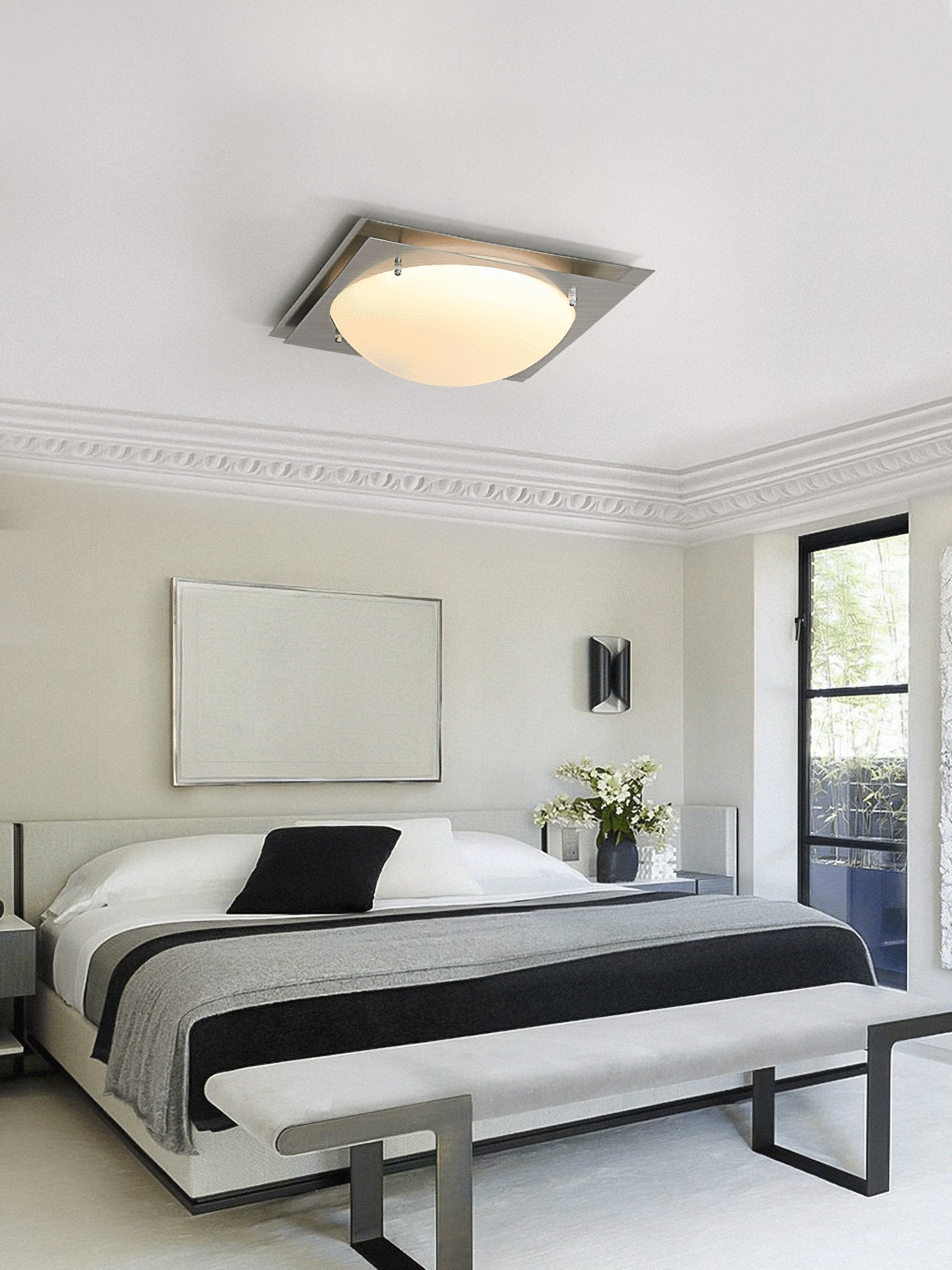 Astrain Plafonnier en Verre et Acier - Neutralighting