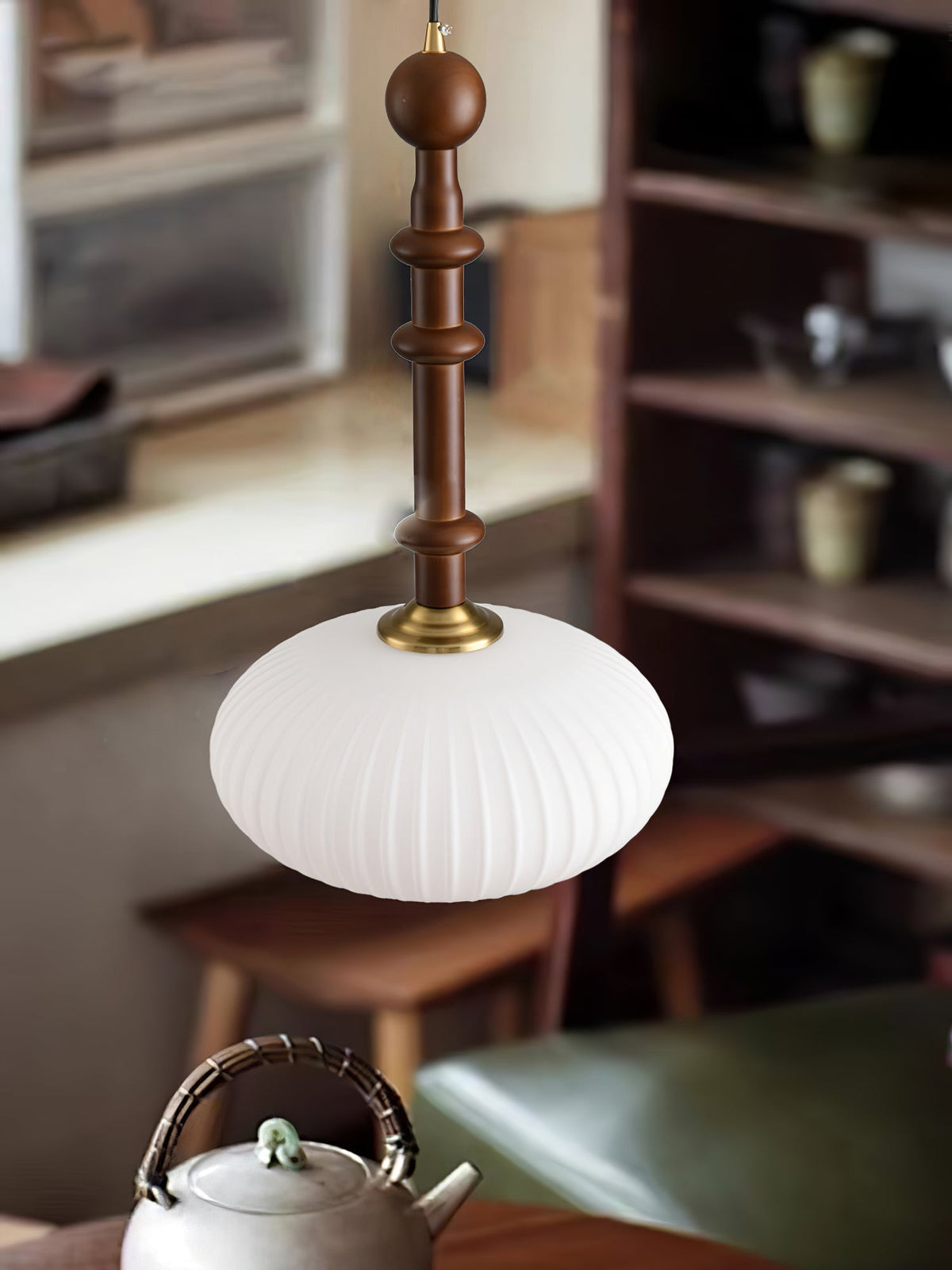 Iliror Traditionnel Art Bois Verre Pendentif Lumière - Neutralighting