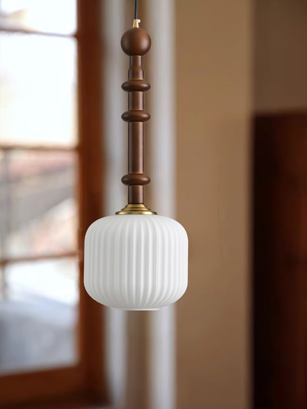 Iliror Traditionnel Art Bois Verre Pendentif Lumière - Neutralighting