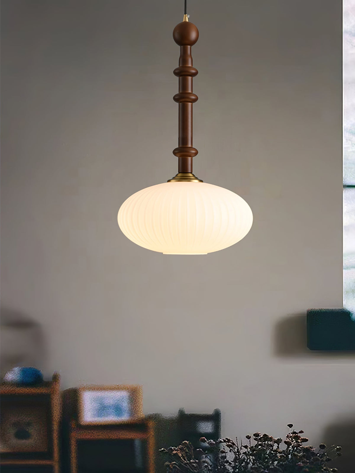 Iliror Traditionnel Art Bois Verre Pendentif Lumière - Neutralighting