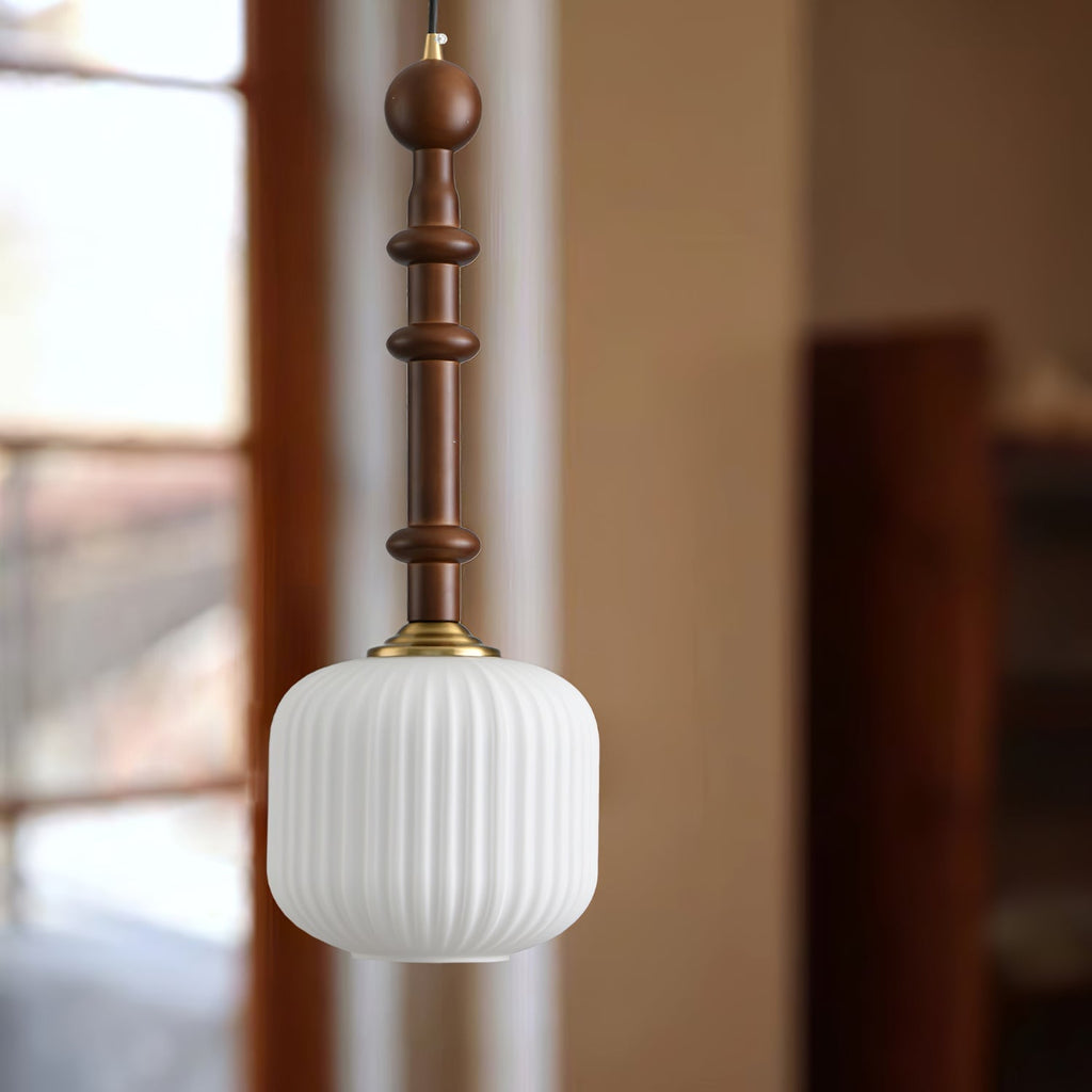 Iliror Traditionnel Art Bois Verre Pendentif Lumière - Neutralighting