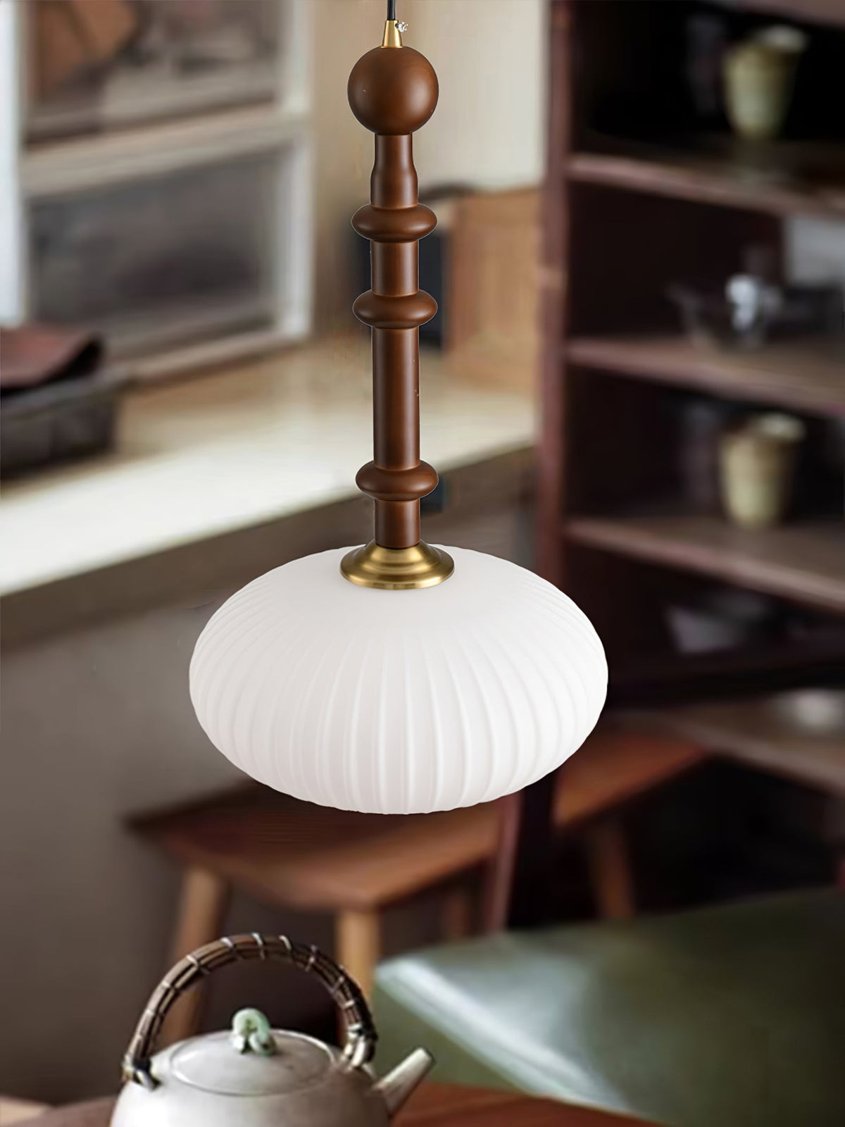 Iliror Traditionnel Art Bois Verre Pendentif Lumière - Neutralighting