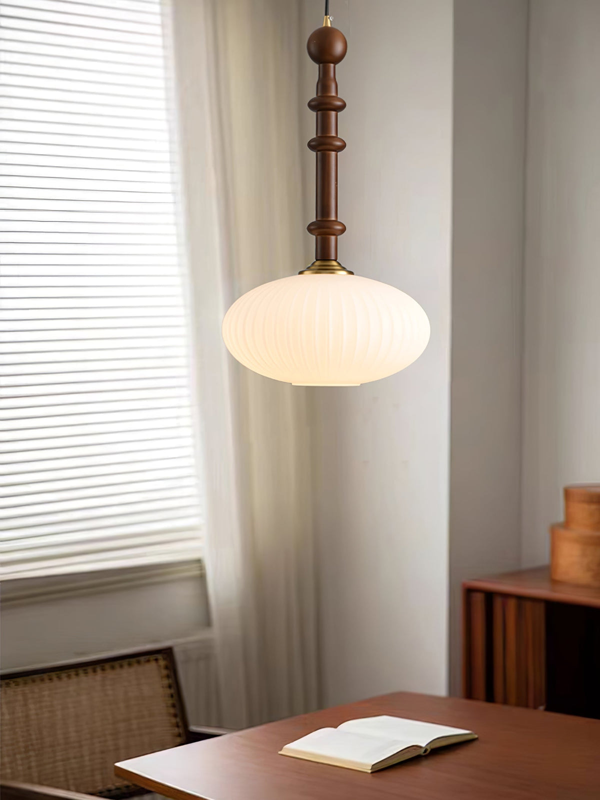 Iliror Traditionnel Art Bois Verre Pendentif Lumière - Neutralighting