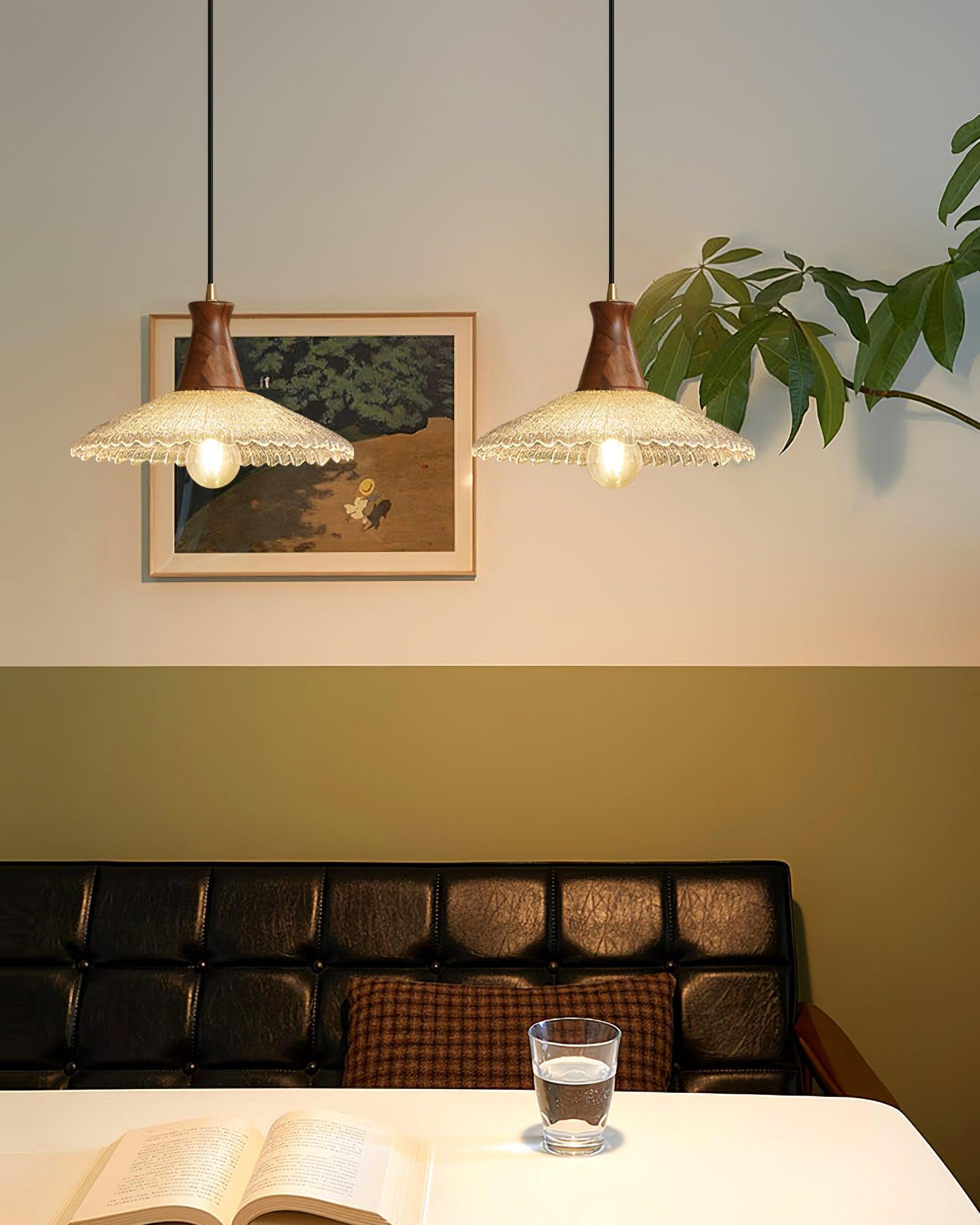 Eikon Lampe Suspendue Noyer Verre Texturé Élégant - Neutralighting