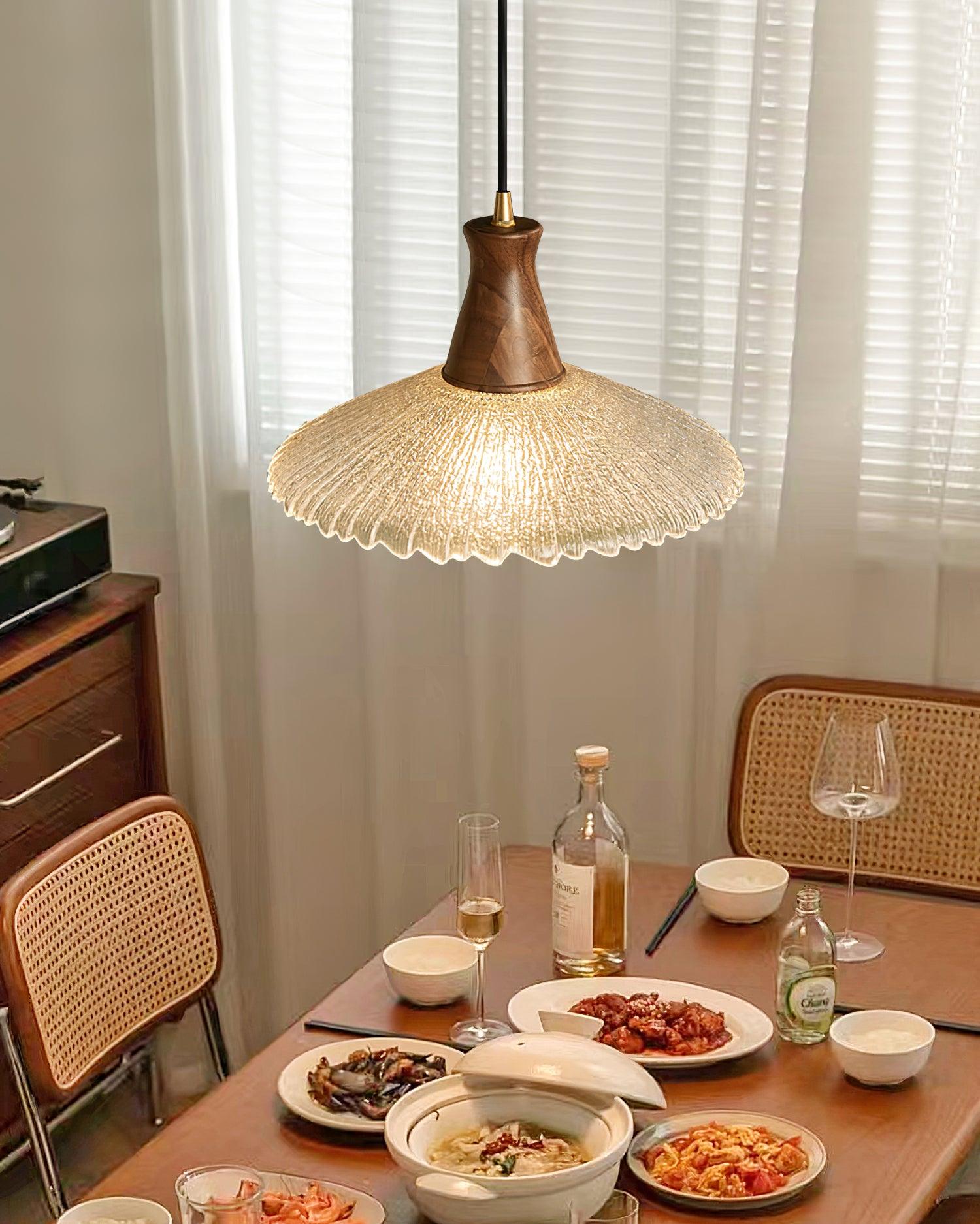 Eikon Lampe Suspendue Noyer Verre Texturé Élégant - Neutralighting