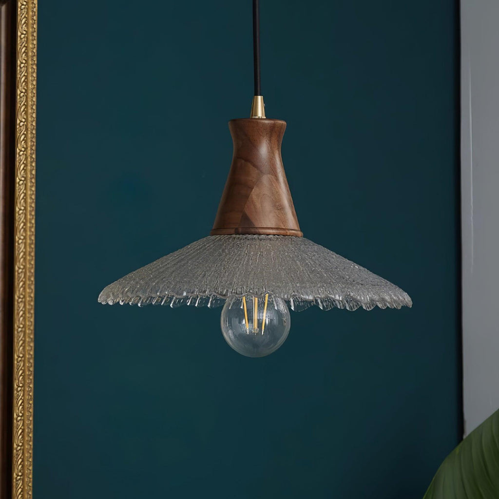 Eikon Lampe Suspendue Noyer Verre Texturé Élégant - Neutralighting