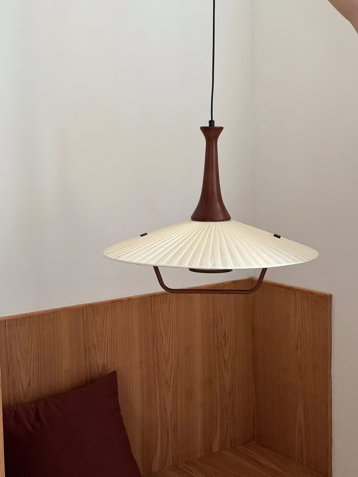 Mydorisra Traditionnel Classique Tissu Bois Pendentif Lampe - Neutralighting