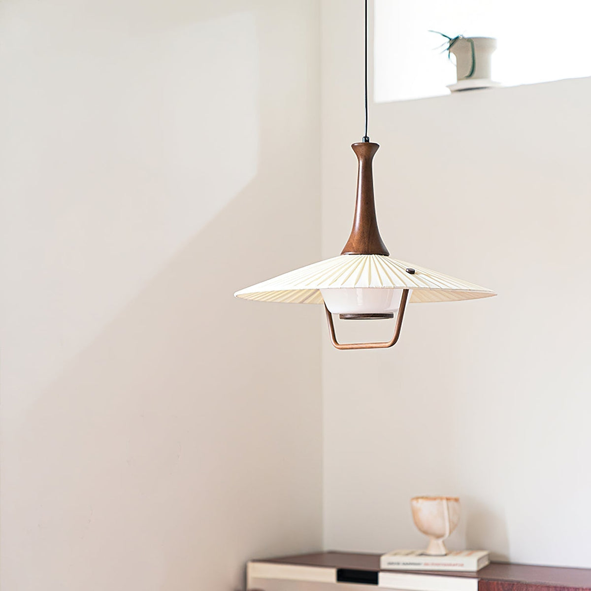 Mydorisra Traditionnel Classique Tissu Bois Pendentif Lampe - Neutralighting