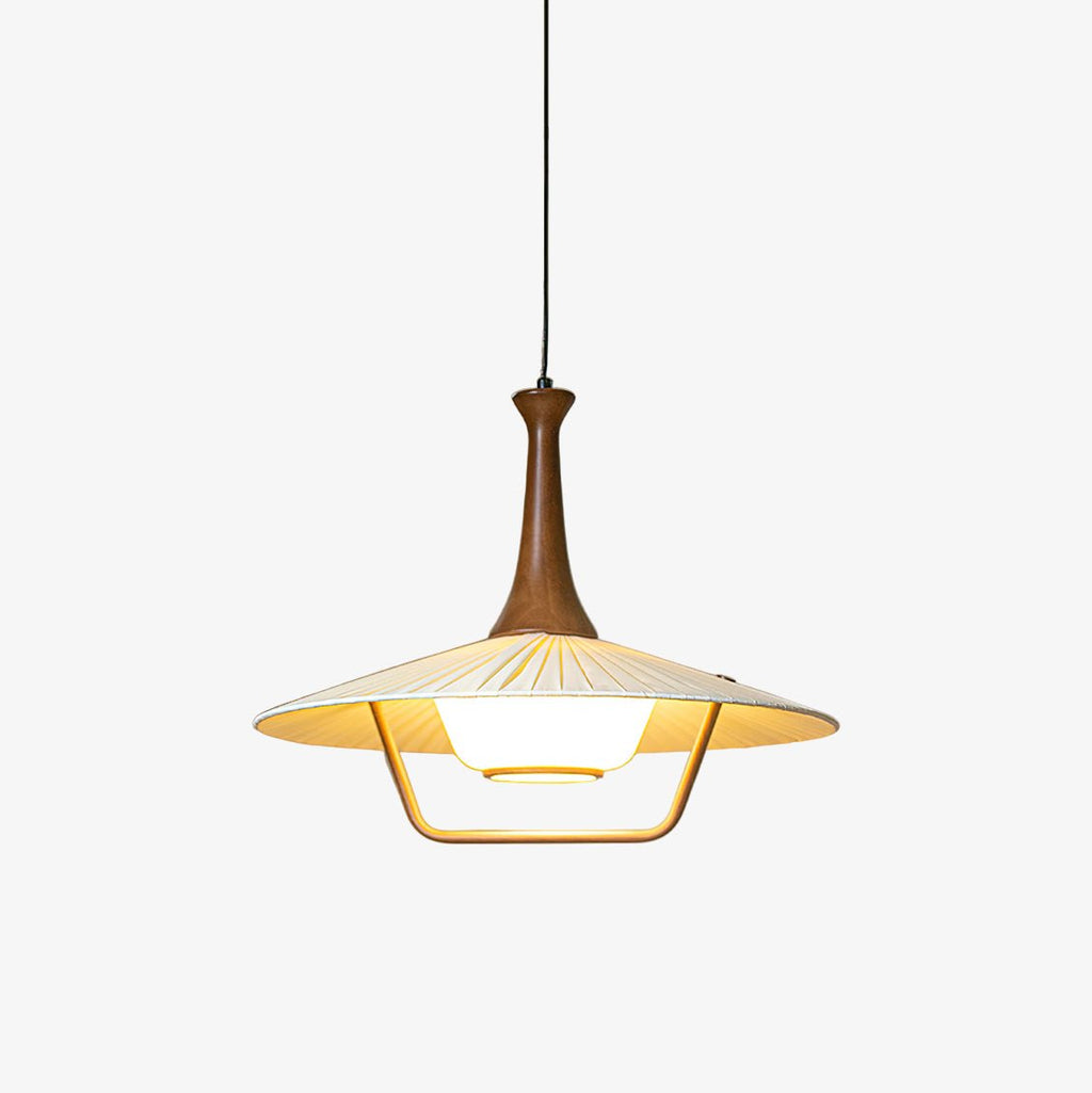 Mydorisra Traditionnel Classique Tissu Bois Pendentif Lampe - Neutralighting