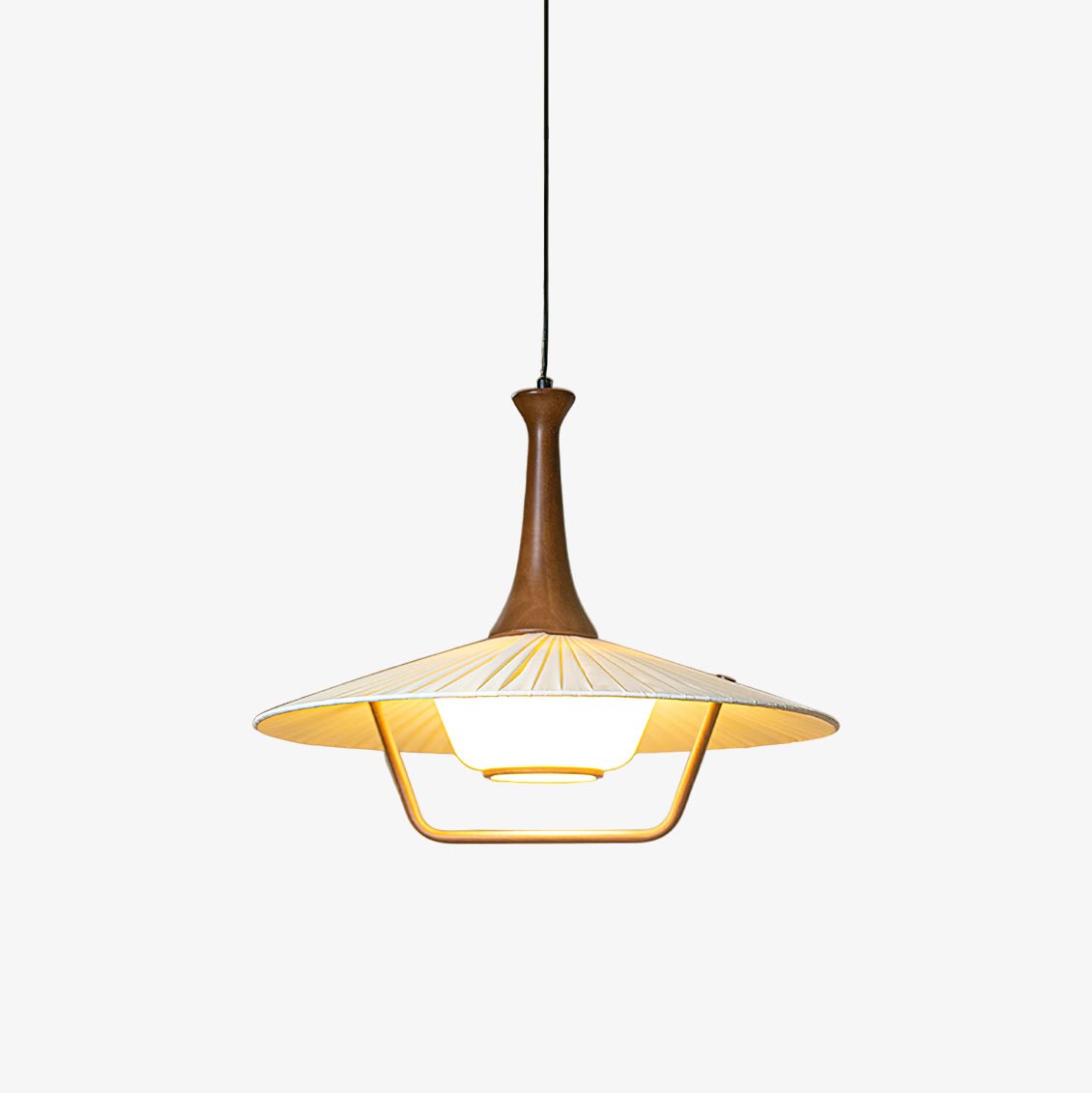 Mydorisra Traditionnel Classique Tissu Bois Pendentif Lampe - Neutralighting