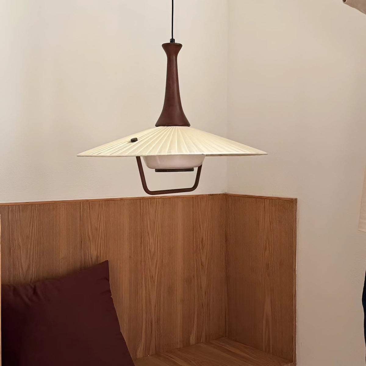 Mydorisra Traditionnel Classique Tissu Bois Pendentif Lampe - Neutralighting