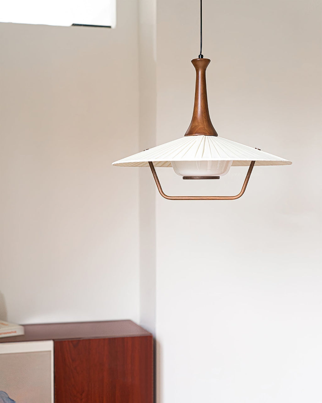 Mydorisra Traditionnel Classique Tissu Bois Pendentif Lampe - Neutralighting