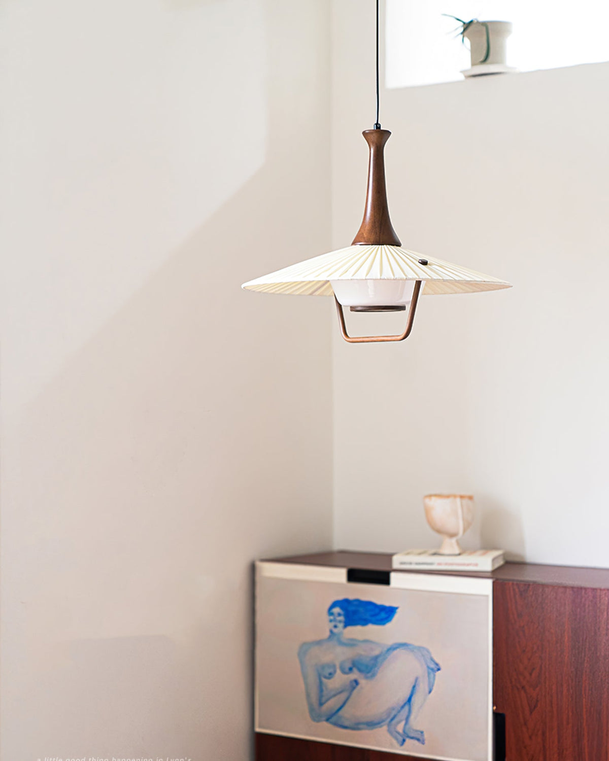 Mydorisra Traditionnel Classique Tissu Bois Pendentif Lampe - Neutralighting