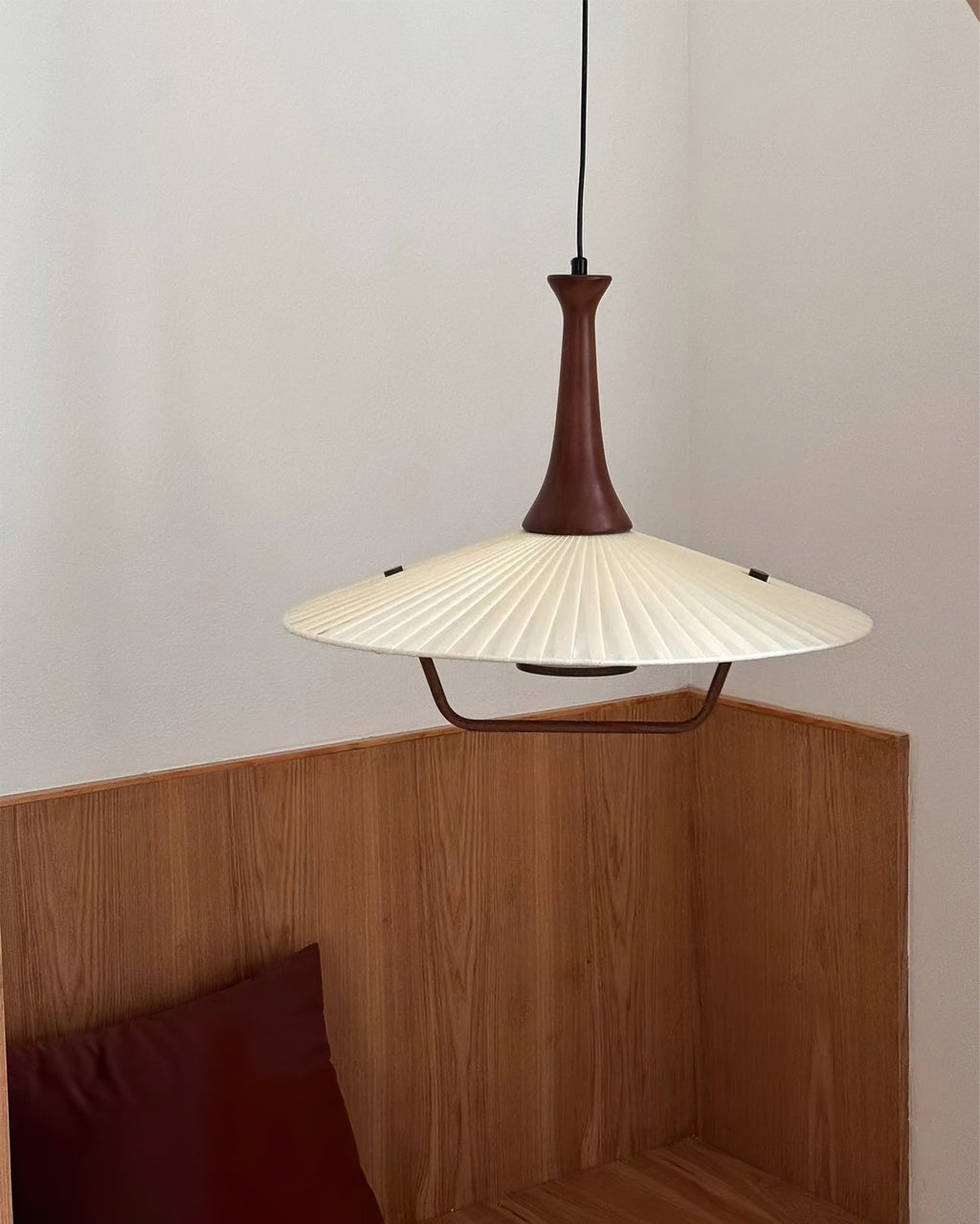 Mydorisra Traditionnel Classique Tissu Bois Pendentif Lampe - Neutralighting
