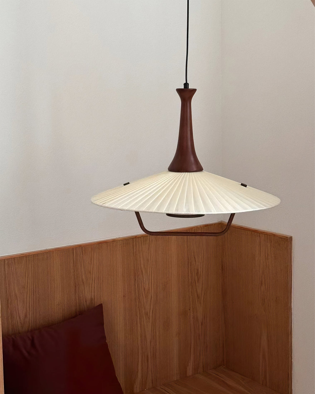 Mydorisra Traditionnel Classique Tissu Bois Pendentif Lampe - Neutralighting