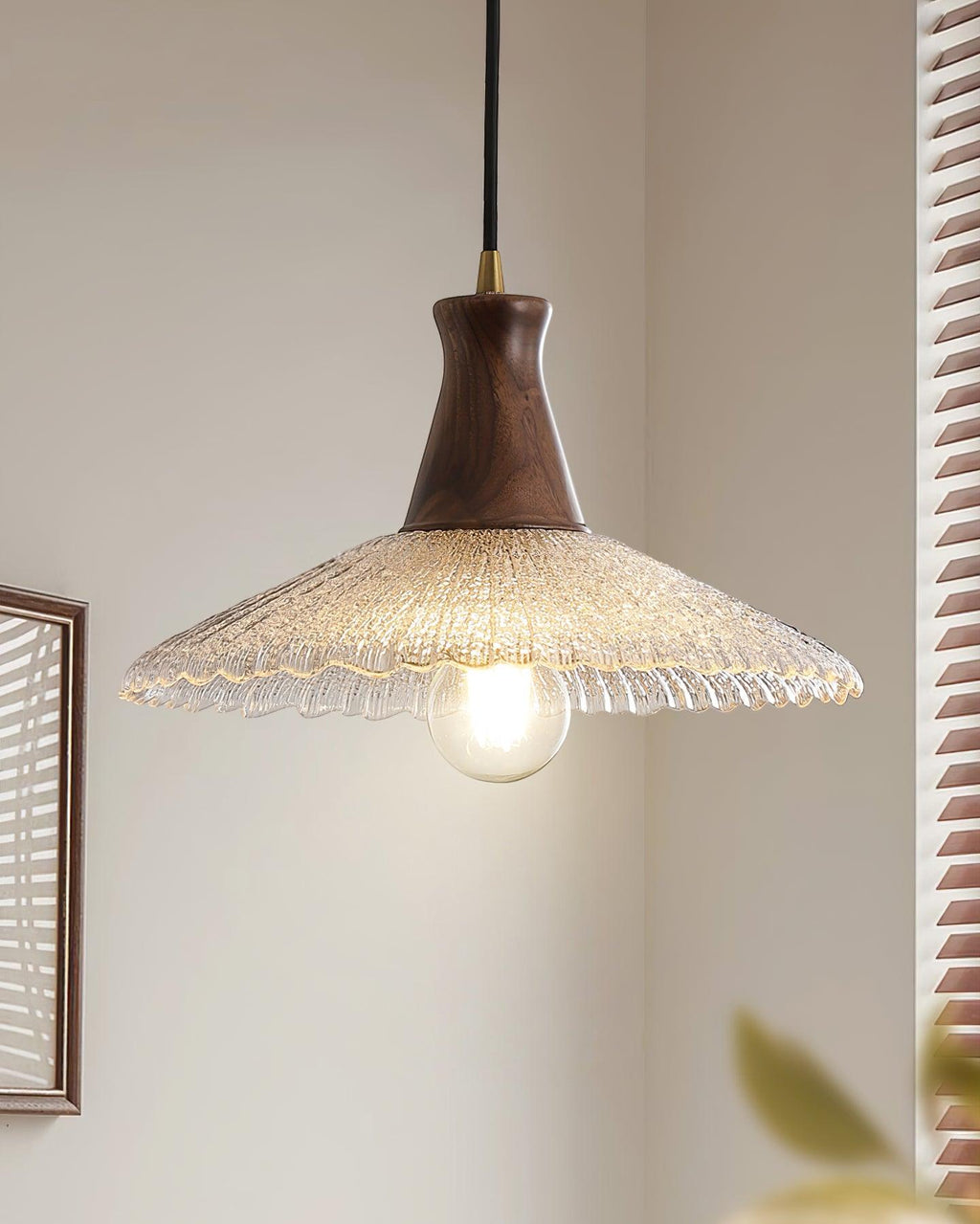 Eikon Lampe Suspendue Noyer Verre Texturé Élégant - Neutralighting