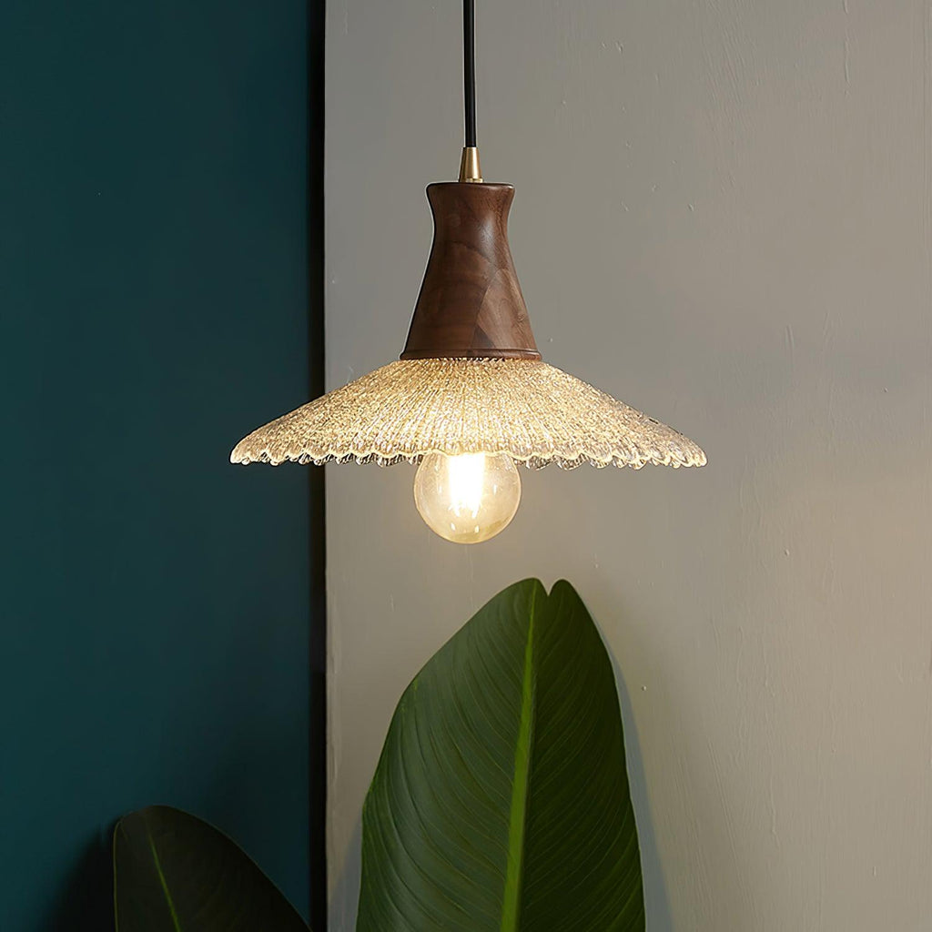 Eikon Lampe Suspendue Noyer Verre Texturé Élégant - Neutralighting